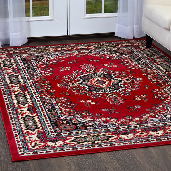 Traditional Medallion Red Persien 3 Pcs Area Rug Oriental Runner Mat Combo Set