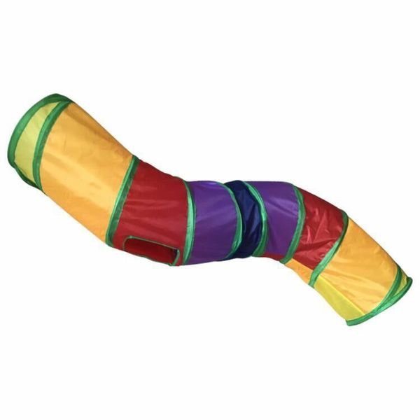 Foldable S-Shaped Cat Tunnel - The Ultimate Play Haven For Your Feline Friend! - Colorful