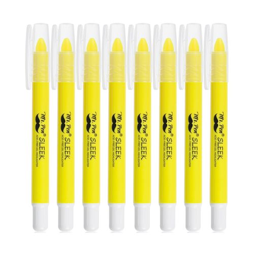 Mr. Pen- No Bleed Gel Bible Highlighters, Yellow, Pack of 8