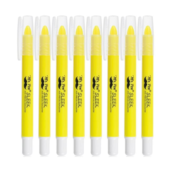 Mr. Pen- No Bleed Gel Bible Highlighters, Yellow, Pack of 8