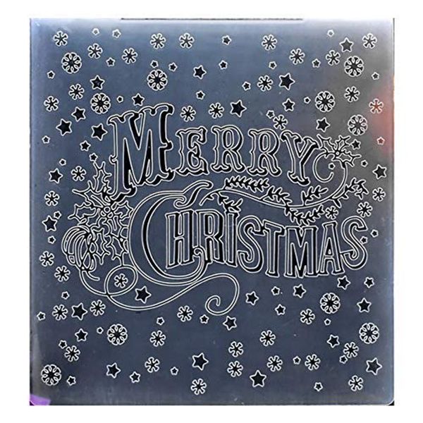 Kwan Crafts Merry Christmas Snowflake Star Plastic Embossing Folders for Card Making Scrapbooking and Other Paper Crafts, 15x15cm