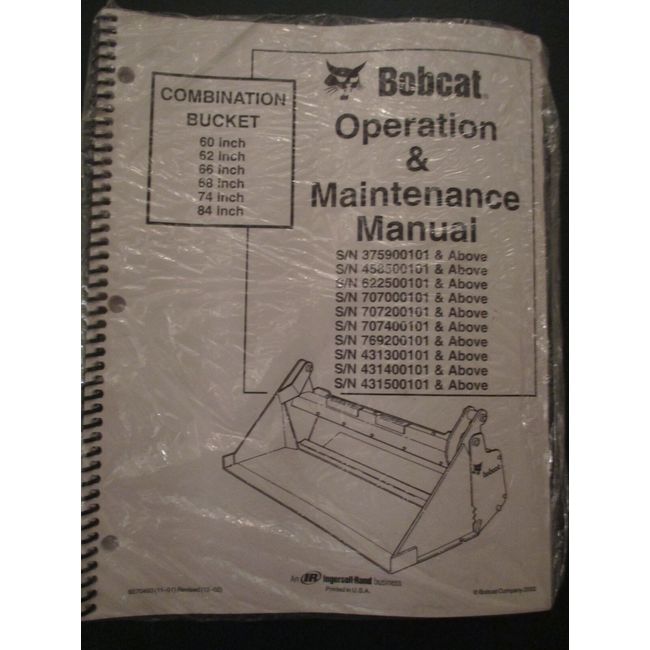 Bobcat Skid Steer Combination Bucket Operation & Maintenance Manual 6570493 2002