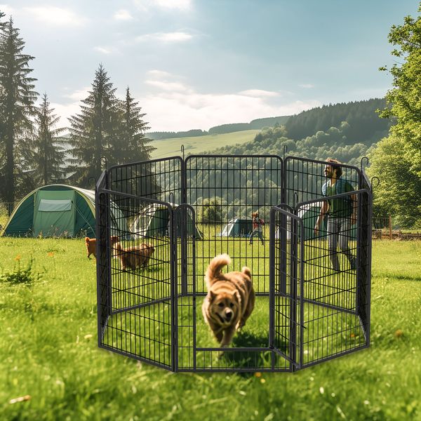 Heavy Duty Metal Dog Playpen with Door 8 Panels 39 Inch High Indoor Outdoor Pet