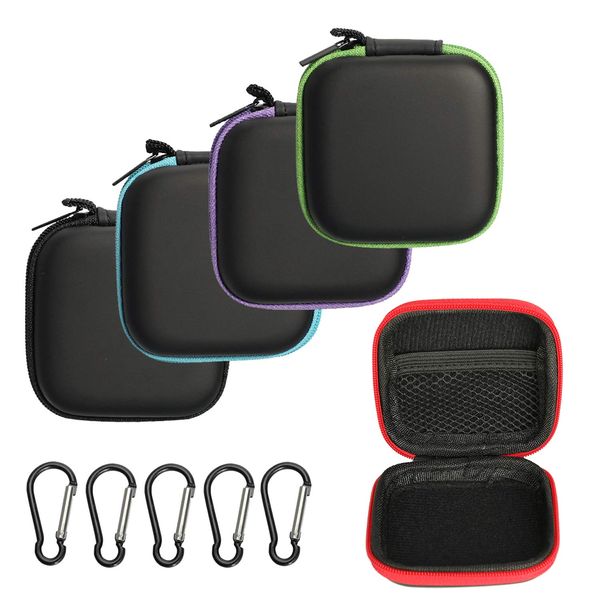 OOTSR 5 Stück Ohrhörer Tasche, Eva Mini Hardcase Aufbewahrungsbox für Kopfhörer/Ohrhörer/Bluetooth Headset/U Disk/kleine Objekte, mit Karabinern