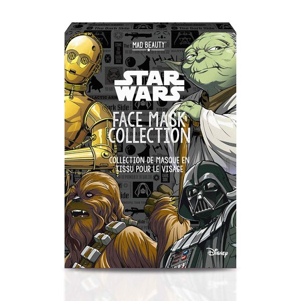 MAD BEAUTY STAR WARS Sheet Face Masks Set (Pack of 4) | Yoda, Darth Vader, Chewbacca, & C-3PO | Cucumber, Black Tea, Coconut, & Honey to Rejuvenate Tired Skin