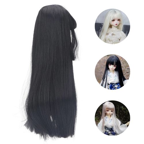 Doll Hair Wigs Heat Fiber 1/3 BJD Doll Hair Replacement Wigs for 8-9 Inch Head Circumference Doll (Black) Handcraft Materials