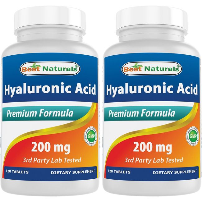 2 Pack Best Naturals Hyaluronic Acid 200 mg 120 Tablets