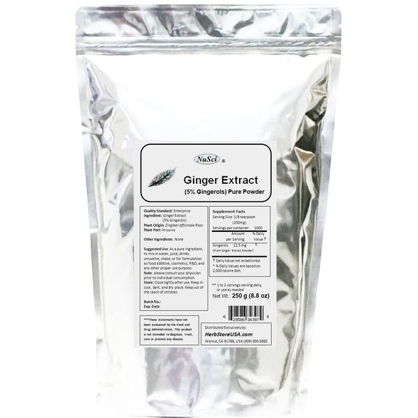 NuSci Ginger Root Extract pure powder 250g (8.8oz) Support Digestive System