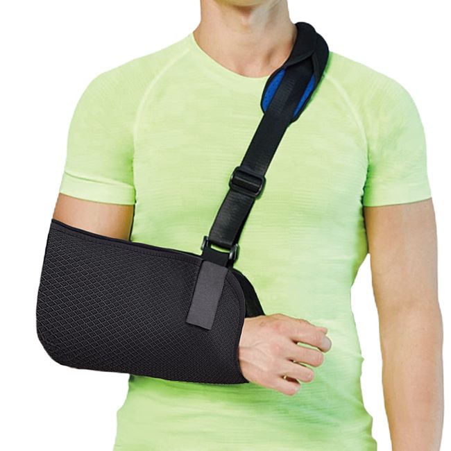 Fasola Armschlinge Schulter, Einstellbar Armschlaufe Mit Atmungsaktivem Mesh für Damen und Herren, Schulterschlaufe für gebrochenes Handgelenk, Ellbogen, Arm, ausgerenkte Schulter - L