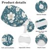 Scrub Caps Women with Button,Adjustable Surgical Caps with Ponytail Pouch,Flowers Vector Pattern Desing Working Cap with Bow