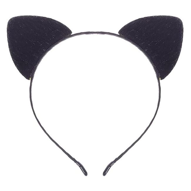 ZSPERKLA Black Furry Cat Ears Headband Halloween Costume Accessory