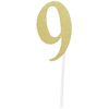 Creative Party Gold Glitter Number 9 Cake Topper - 1 Pc.