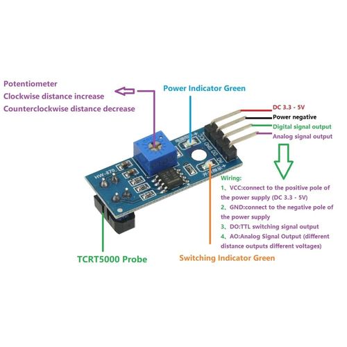 10PCS TCRT5000 Infrared Reflective IR Photoelectric Sensor Switch DC 3.3V-5V Barrier Line Track Sensor Module for Arduino
