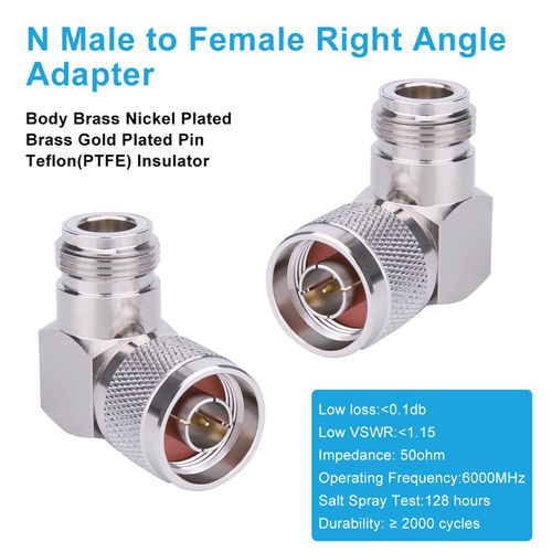 MOOKEERF 5 Pack N Type Connector Adapter Right Angle Coax Connectors 90 Degree N Male to N Female Connector