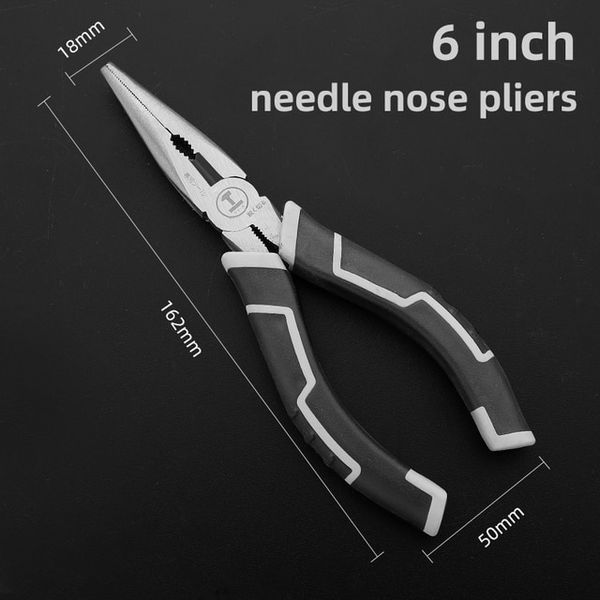 Hand Tools Multifunctional Universal Diagonal Pliers Needle Nose Pliers Hardware Tools Universal Wire Cutter Electrician, Needle Pliers 6-Inch, 1 Piece