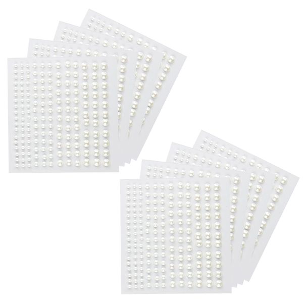 HXMJIED 1320 Pcs Assorted Size Self Adhesive Back Pearl Stickers - Round Flat Back Pearls Face Beauty Beads (3mm/4mm/5mm/6mm)
