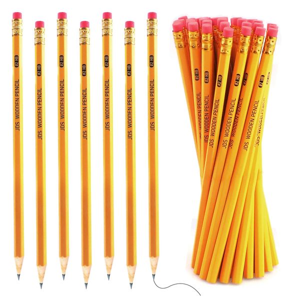 Easywiny 96 PCS Wooden Pencils with Top Erasers, #2 HB Pencils, Comes With Pencil Box, Pencil Sharpener, Bulk Yellow Pencils for School Teacher Supplies, Writing, Drawing and Sketching