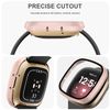 AMCC Cases compatible with Fitbit Sense/Fitbit Versa 3 Screen Protector, Hard PC Plated Full Coverage Screen Bumper Full Sensitive Cover (Black+Rose gold+Navy blue+Clear)