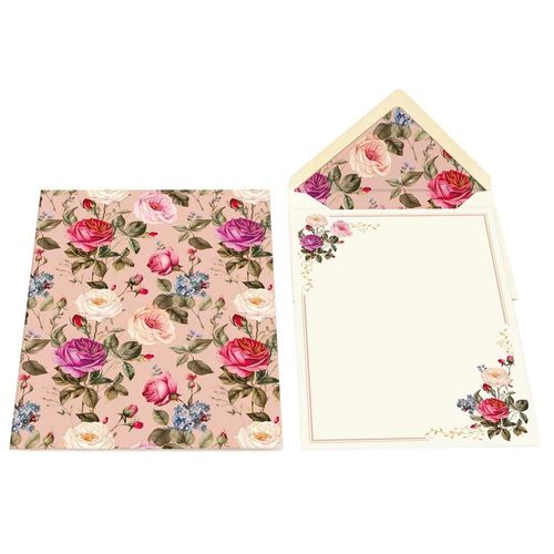 Kartos Rose Writing Sheet Portfolio, 10 Sheets and Envelopes
