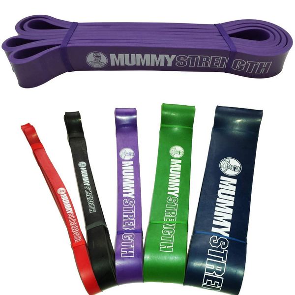 MummyStrength Resistance Bands for Men and Women. The Best Stretch Band for Pull Up Exercise and Powerlifting. Works with Any Pull Up Bar or Station. Single Band. Workout Guide Included