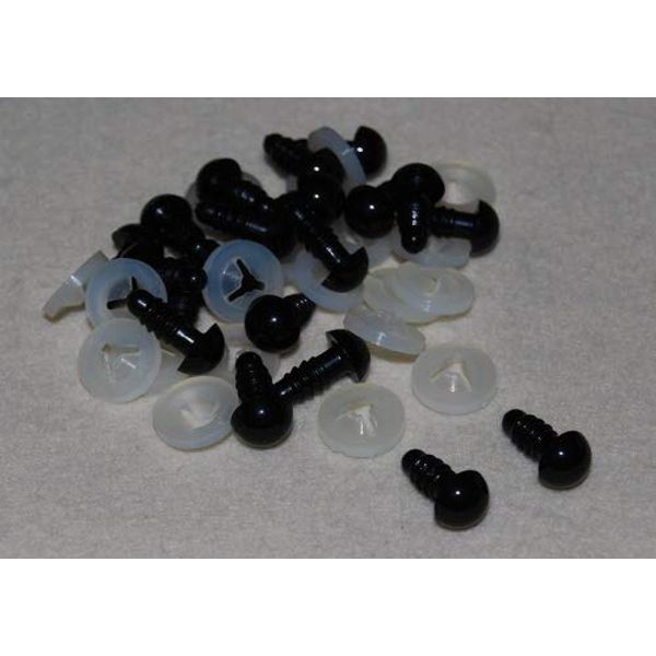 celloexpress Pack of 10 Pairs - Solid Black Eyes with Plastic Backs - 8mm - Safety Eyes for Soft Toy or Teddy Bear Making