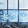 Lights4fun Acrylic Snowflake Hanging Window Light Battery Operated White LED Timer