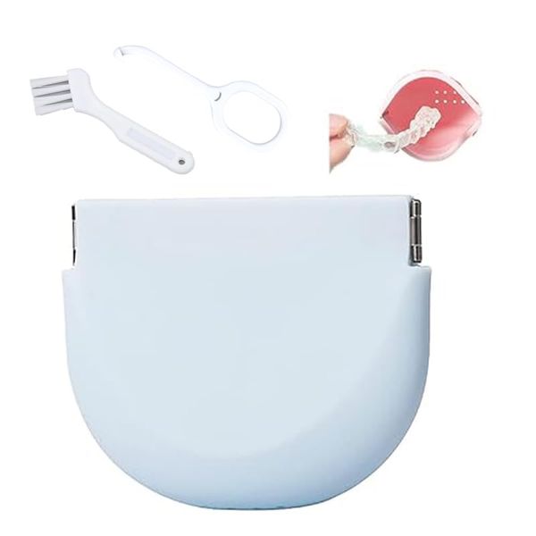 Mouthpiece Case, Silicone Pouch, Retainer Case, Cute, Mouthpiece, Easy to Clean, Portable (Light Blue)