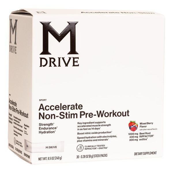 Mdrive Accelerate Pre-Workout Non-Stimulant, Mixed Berry, 30 Count