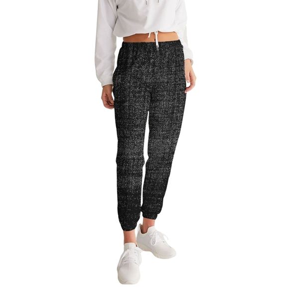 Womens Track Pants - Black & Gray Distressed Sports Pants - S