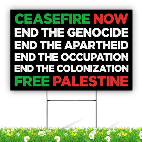 BAVAHA [18"x12"] Ceasefire Now Free Palestine Yard Signs Palestine Flag Sign Stand with Palestine Flag Stop Gaza Genocide Sign Muslim Arab Sign Political Lawn Sign, Palestinian Supporter Gifts Outdoor Home Decoration (Double Sided/ Plastic/ Metal H Stake)