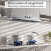 24 inch Stainless Steel Kitchen Under Cabinet RangeHood 280CFM Push Button LED