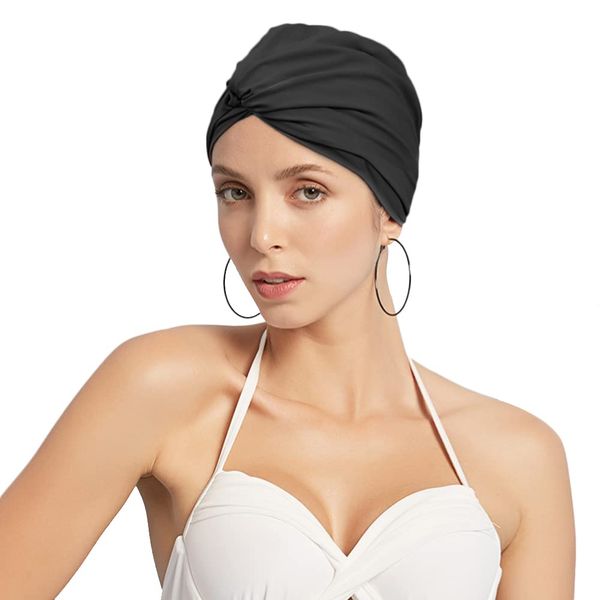 Pleated Swim Cap Ladies Swimming Hat Women Long Hair Swim Cap Bathing Cap Ears Protection Cap Swim Hat Super Elastic Turban Swimming Cap Surfing Cap Shower Cap for Long Hair Short Hair