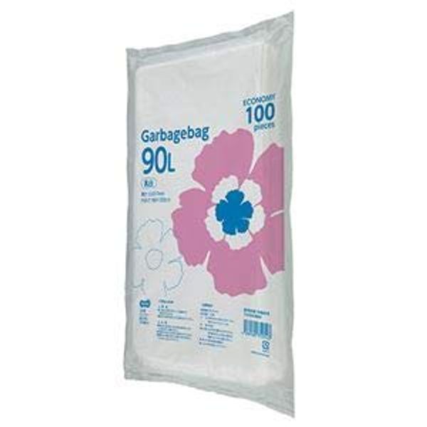 TANOSEE Economy Milky White Translucent Trash Bags 90L 1 Set (500 Sheets: 100 Sheets x 5 Packs)