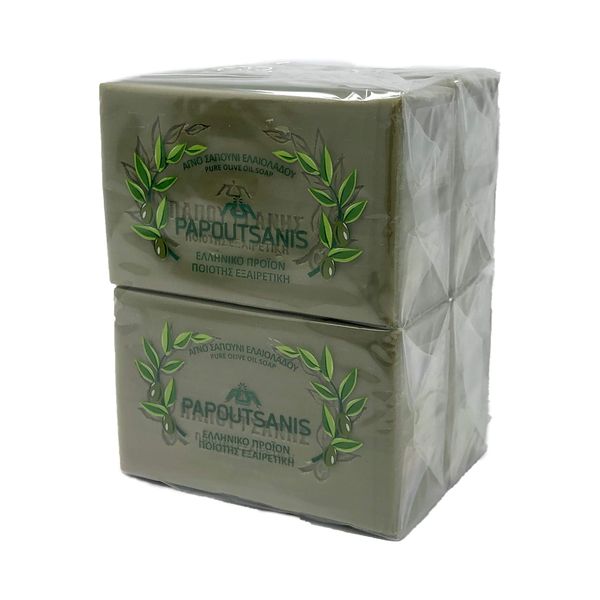 Papoutsanis Pure Greek Olive Oil Soap Of Bars, 8.8 oz, Pack Of 4 (250g)