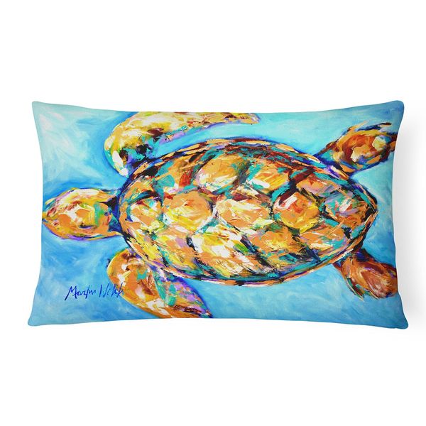 Caroline's Treasures MW1150PW1216 Sand Dance Turtle Canvas Fabric Decorative Pillow Machine Washable, Indoor Outdoor Decorative Pillow for Couch, Bed or Patio, 12HX16W