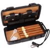 TOIKA Durable Waterproof Travel Cedar Wood Lined Cigar Humidor Case with Cigar Humidifier, Cutter and Lighter.Sturdy Cigar Box Holder Gift Set, Airtight,Holds up to 5 Cigars (Black)