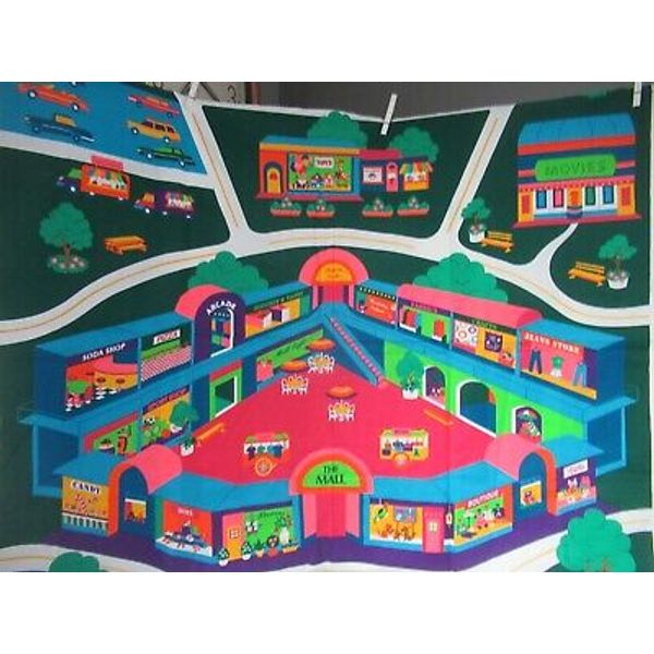 VIP Cranston PLAY MAT Fabric Panel Road City Town Pink Mall  Movies Health Club