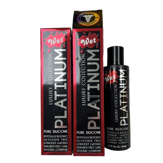 Wet Platinum Silicone Base Personal Lubricant 3.1oz ( 2 bottles ) Box May Vary ^