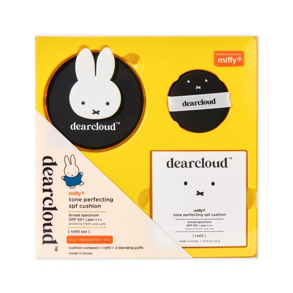 dearcloud Dear Sun Tone Perfecting SPF Cushion Refill Set SPF 50+ – Color Adapting Sunscreen, Korean Sunscreen SPF 50 (.53 oz)