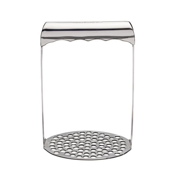 KitchenCraft Round Potato Masher with Short Handle, Stainless Steel, 7 x 11 x 16 cm