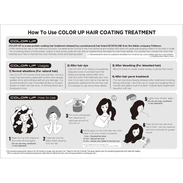 COLOR UP Hair Manicure Coating Treatment 8.45fl.oz/No Ammonia, No Oxident/Made in Italy (Chocolate Brown)