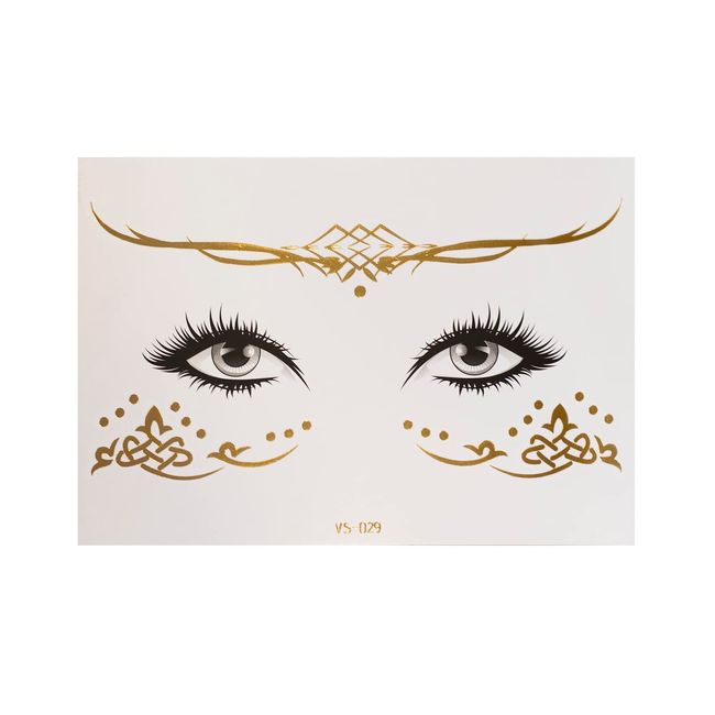 1 x Gesichttattoo gold - Linien und Punkte - Temporary Body Tattoo - VS029 (1)