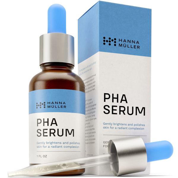 PHA Serum with 2 PHAs & 1 AHA Serum - PHA & AHA Lactic Acid Serum for Face, Dark Spot Remover for Face, Facial Skin Care Products, Chemical Exfoliant, Smooth, Brighten and Reduce Pigmentation