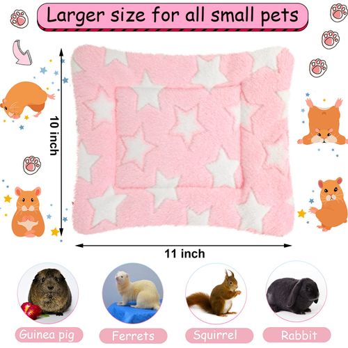 Jetec 3 Pcs Bunny Beds Guinea Pig Beds Soft Bunny Mats Warm Guinea Pig Mat Small Animal Winter Bed Pads Fleece Sleeping Pads for Indoor Rabbit Hamster Squirrel Hedgehog Chinchilla Ferret(Star)