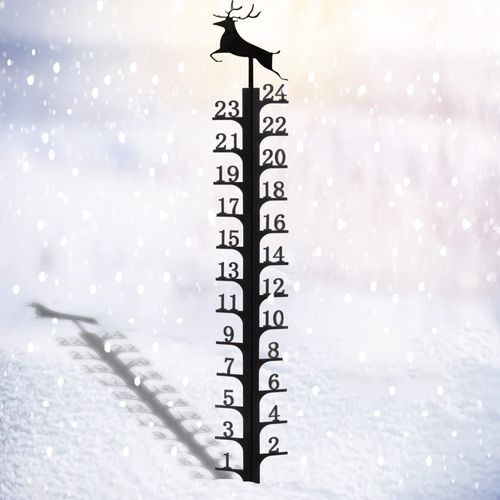 24 Inch Iron Art Snow Gauge Outdoor, Elk Snow Measuring Stick, Snowfall Measuring Gauge, Winter Snow Measurer Snow Ruler inches, Christmas Decorations Outdoor Yard Stake, Snow Measuring Device
