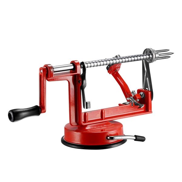 qobobo 3 in 1 Apple Peeler & Corer - Apple Peeler Apple Corer Apple Corer Apple Cutter Apple Peeling Machine Red