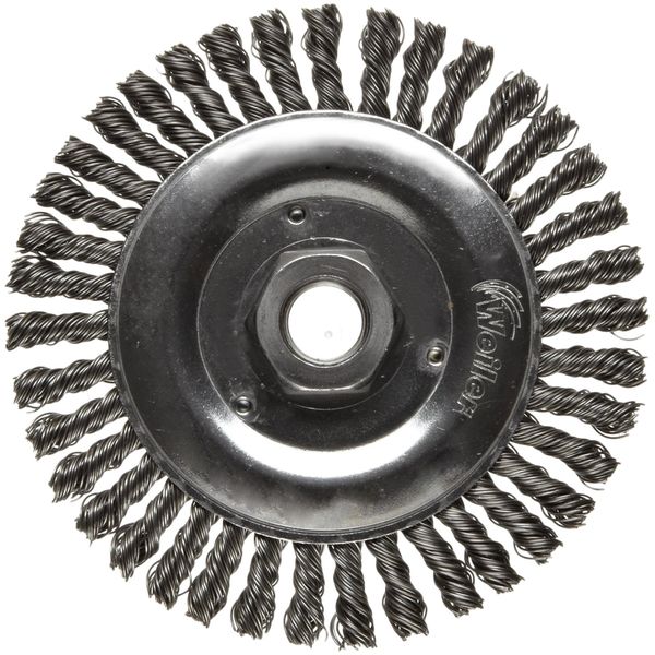 Weiler 08756 Roughneck Jr. 5" Root Pass Weld Cleaning Brush, .020" Steel Wire Fill, 5/8"-11 Unc Nut, Made in the USA