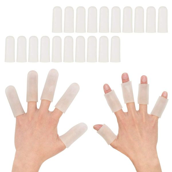 20 Pieces Gel Finger Cover, Silicone Finger Cots, Finger Protector for Women and Men, Great for Trigger Finger, Finger Cracking, Finger Arthritis, Finger Callus