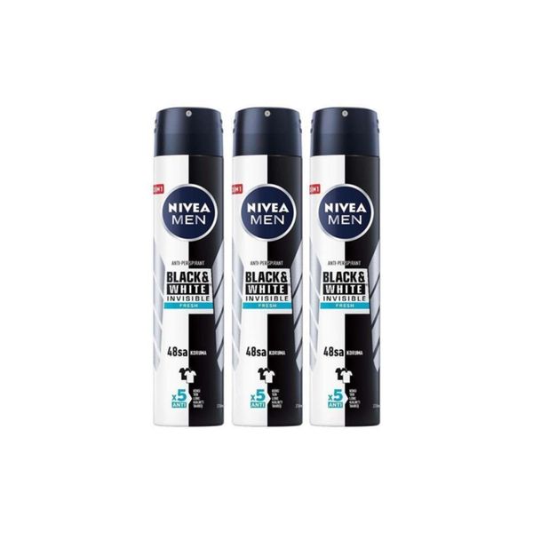 Men Deodorant Black & White Invisible Fresh 150 Ml 3 Ad.