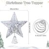 KEYIDO® Silver Star Christmas Tree Topper, 9.5 Inch 3D Metal Silver Glitter Star Tree Topper, Silver Xmas Tree Star Topper